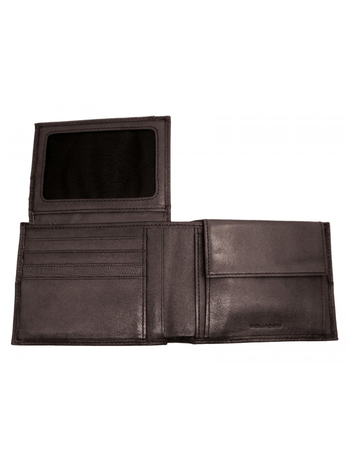 Man purse lined in contrast with credit card compartments