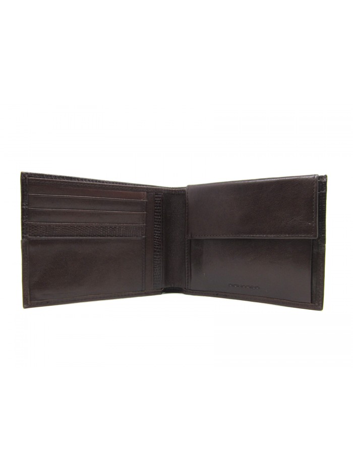 Man purse lined in contrast with credit card compartments