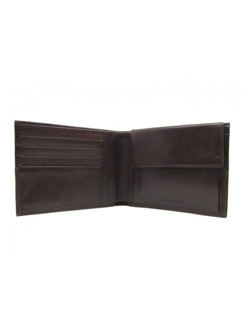 Man purse lined in contrast with credit card compartments