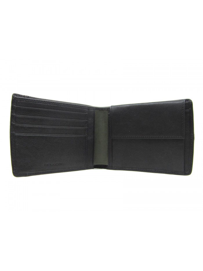 Man purse lined in contrast with credit card compartments