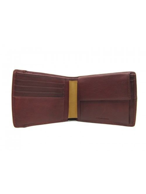 Man purse lined in contrast with credit card compartments