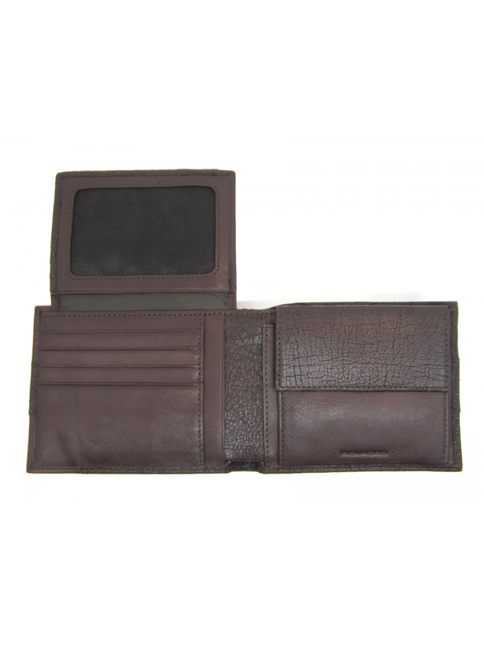Man purse lined in contrast with credit card compartments