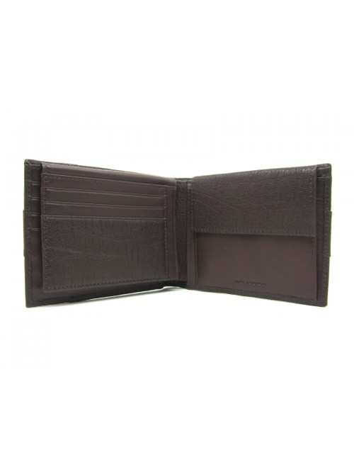 Man purse lined in contrast with credit card compartments