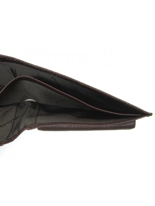 Man purse lined in contrast with credit card compartments