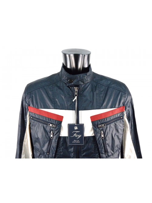 Man jacket with high collar and sleeves with snap button