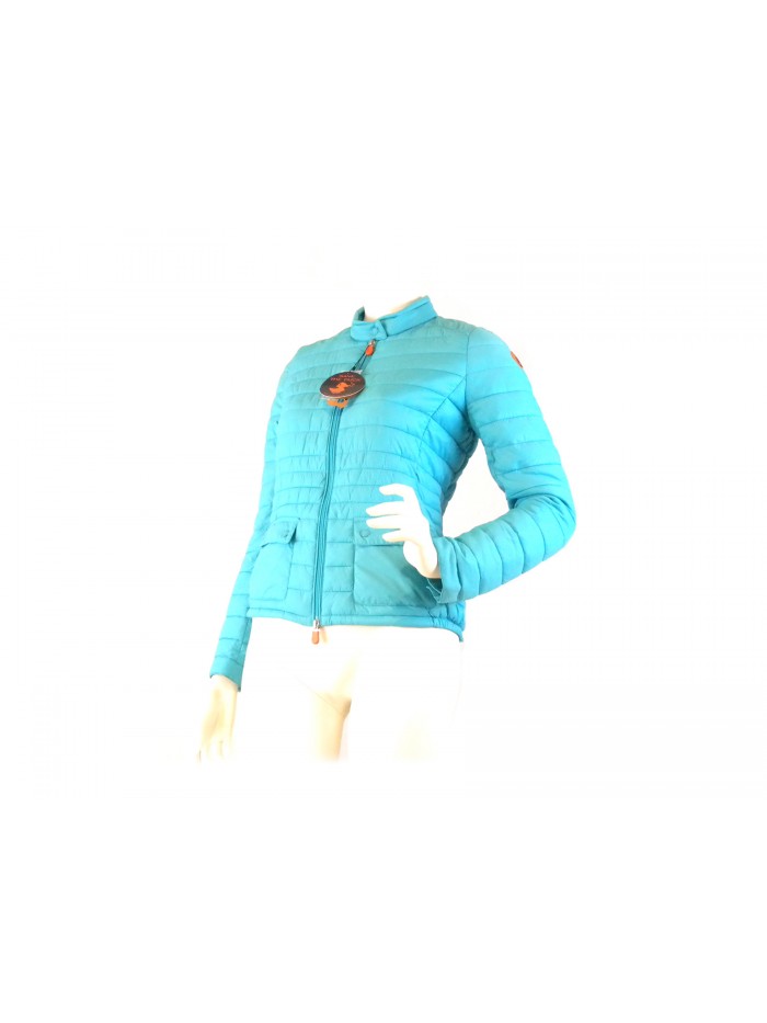Woman down jacket lightweight jacket, round neck with button