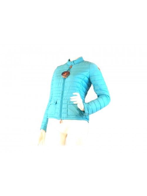 Woman down jacket lightweight jacket, round neck with button