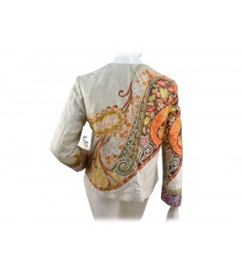 Unlined woman jacket, fabric with embossed arabesque pattern effect 2