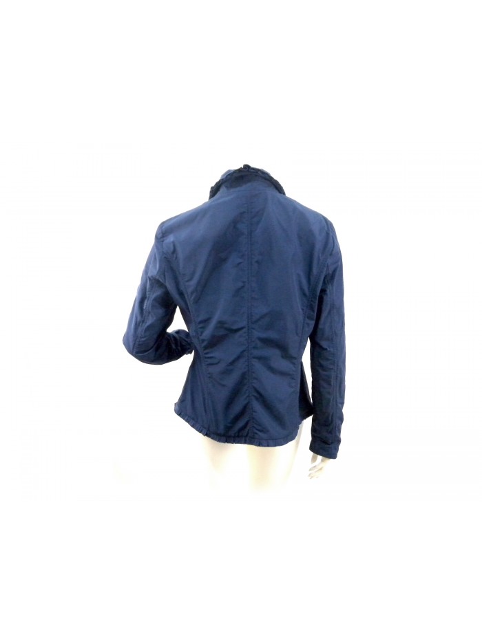 Bleached men's cut women's jacket with curling along the edges