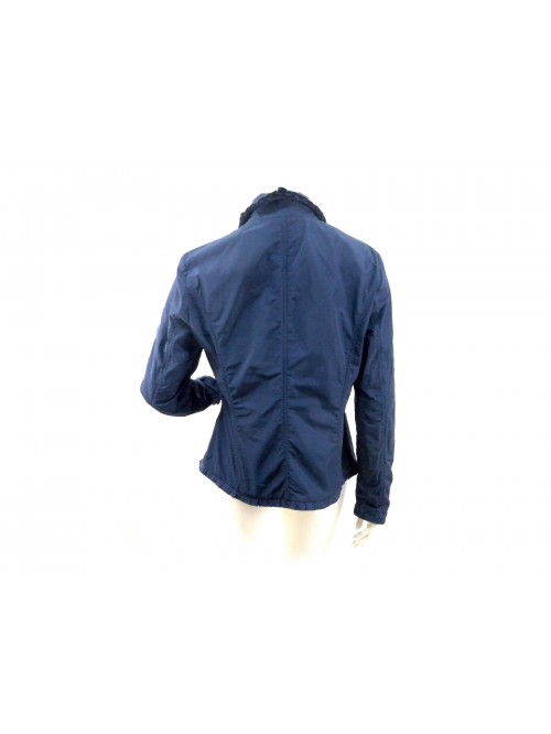 Bleached men's cut women's jacket with curling along the edges