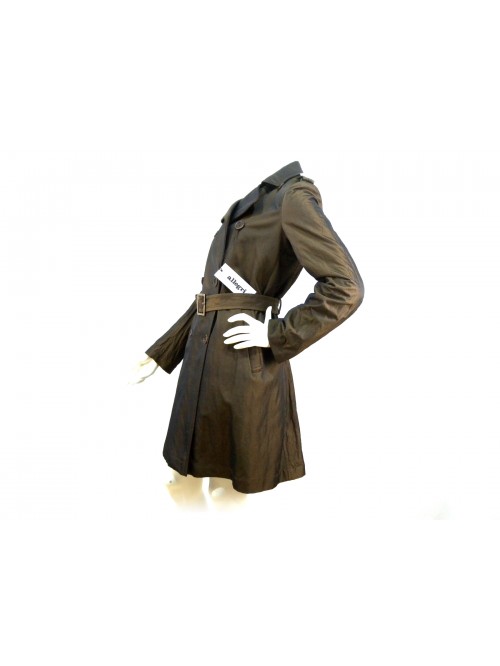 Giacca Donna trench lunghezza ginocchio con cintura a fibbia regolabile,