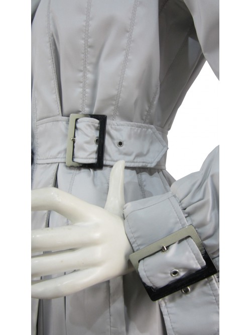 Giacca Donna trench lunghezza ginocchio con cinture a fibbie