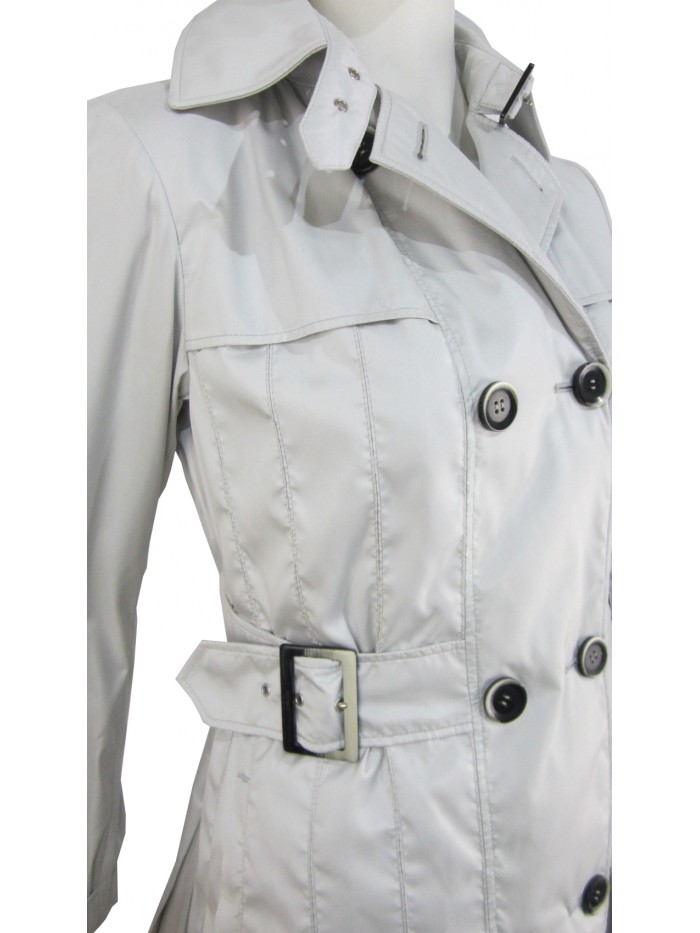 Women's knee length trench jacket with buckle belts