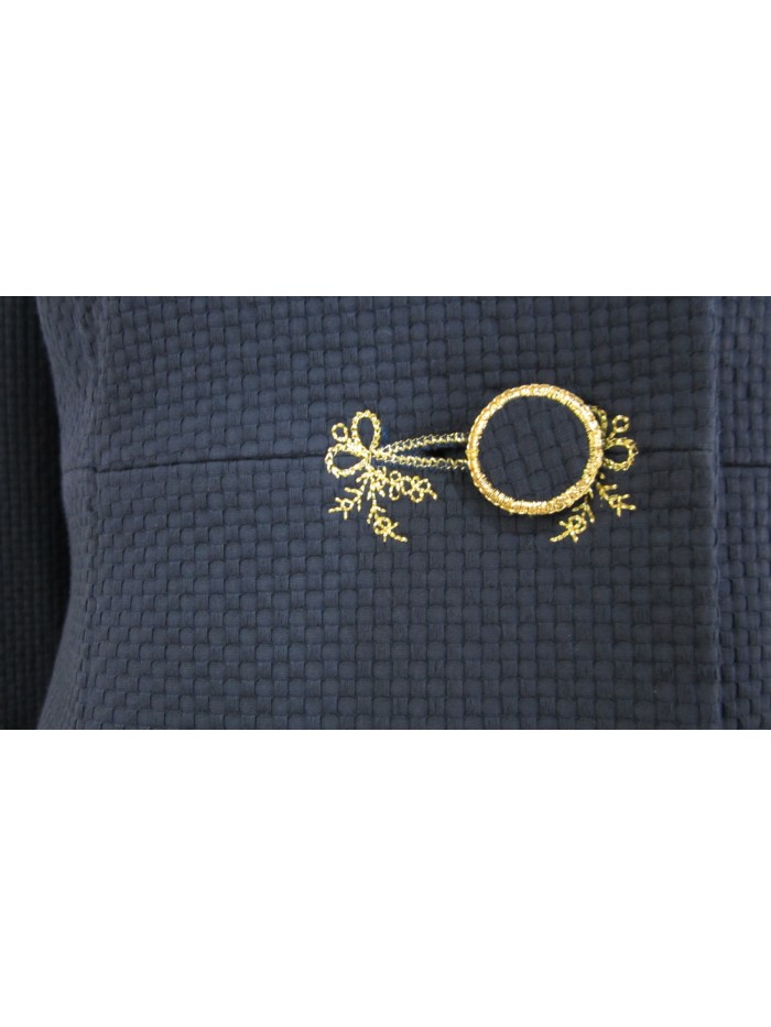 Women's piquet dust jacket, flower petals neck, single-breasted model