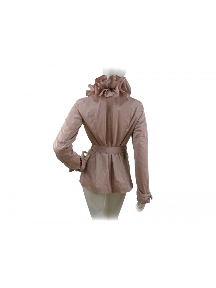 Women's jacket with rouge and waist belts and knotted cuffs,