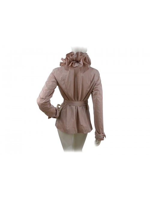 Women's jacket with rouge and waist belts and knotted cuffs,