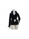 Women's jacket with rouge and waist belts and knotted cuffs,