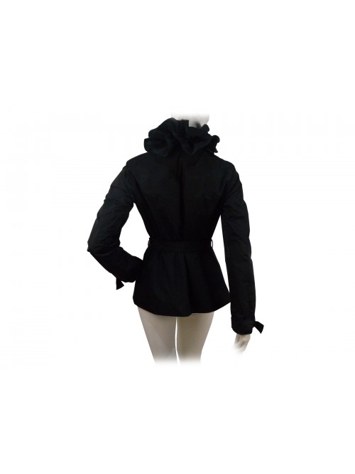 Women's jacket with rouge and waist belts and knotted cuffs,