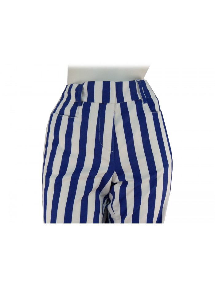Pantalone Donna Myay gamba larga, vita alta con righe verticali larghe