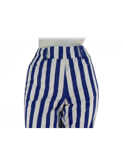 Pantalone Donna Myay gamba larga, vita alta con righe verticali larghe