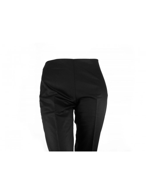 Trousers Woman slim fit with side zipper, sateen