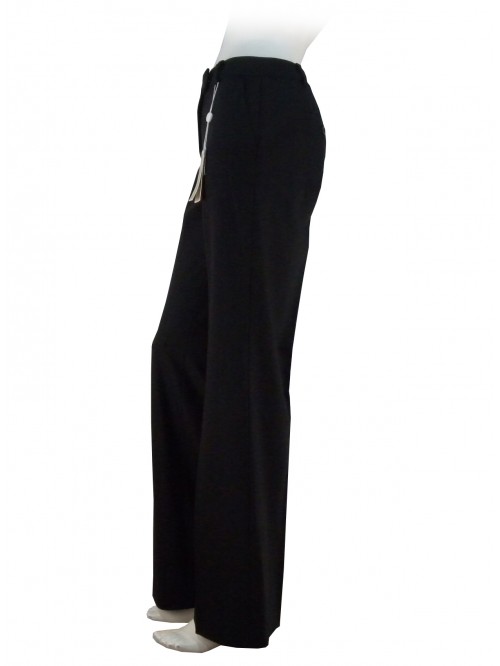 Pantalone Donna gamba larga, con tasche modello americane, vita bassa.