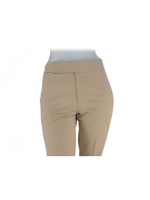 Woman high waist trousers, slim fit, hidden closure button