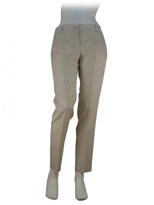 Pantalone Donna elegante decoro floreale effetto ricamo, vestibilità