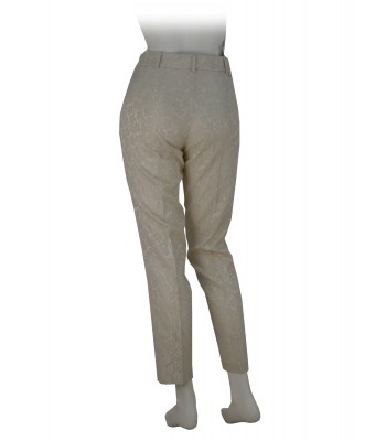 Pantalone Donna elegante decoro floreale effetto ricamo, vestibilità 2