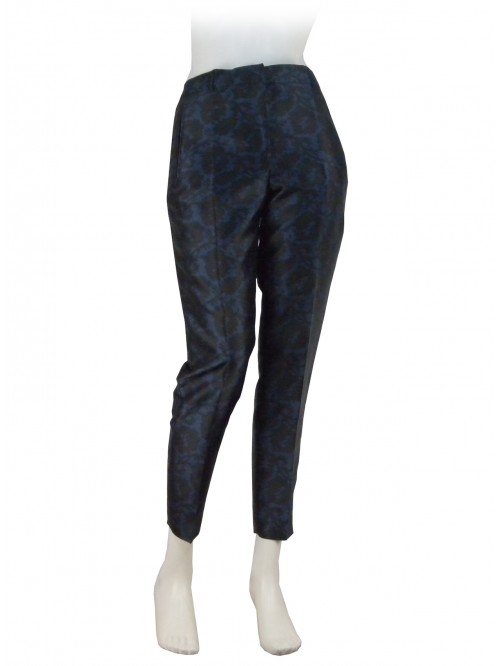 Trousers Woman elegant floral decoration taffeta effect, slim fit Trousers Woman elegant floral decoration taffeta effect, slim fit