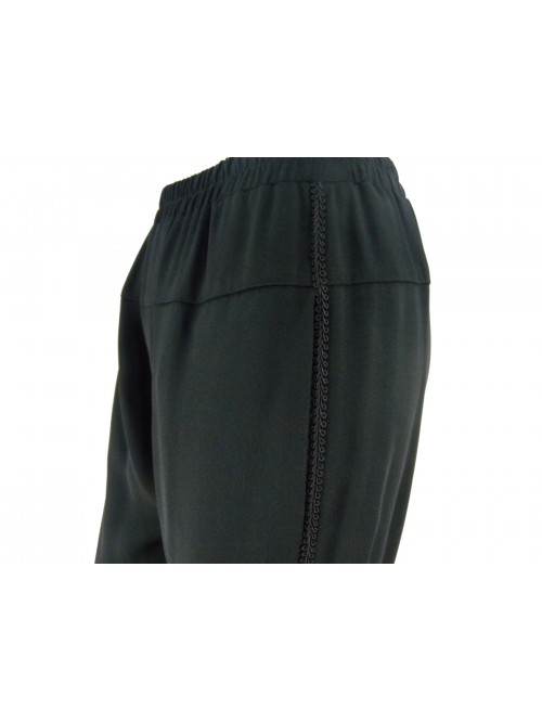 Woman trousers cady fabric, wide fit, embossed decoration