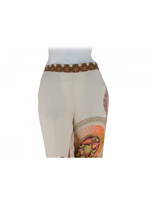 Woman Crêpe Satin model palazzo pants, Paisley pattern