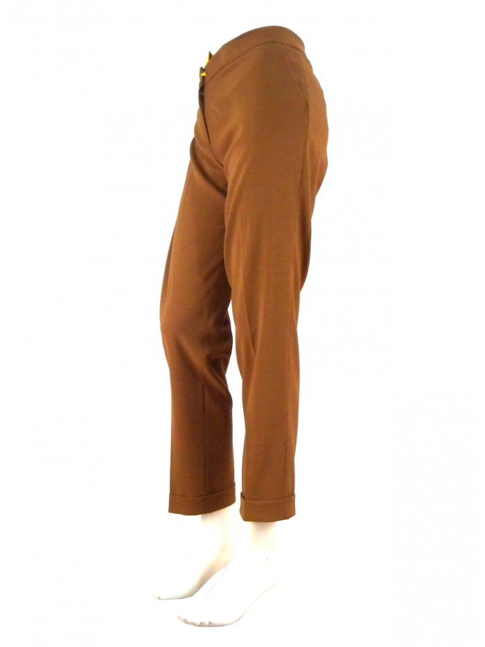 Woman pants Cady fabric, slim fit, high waist, 2 welt pockets