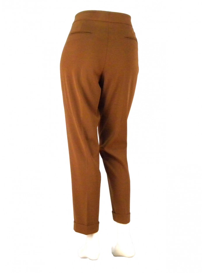 Woman pants Cady fabric, slim fit, high waist, 2 welt pockets