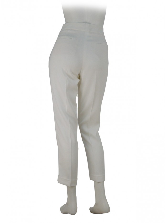 Pantalone Donna tessuto Cady, vestibilità slim, vita alta, 2 tasche a filo