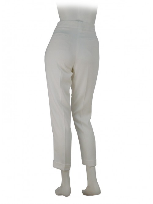 Woman pants Cady fabric, slim fit, high waist, 2 welt pockets