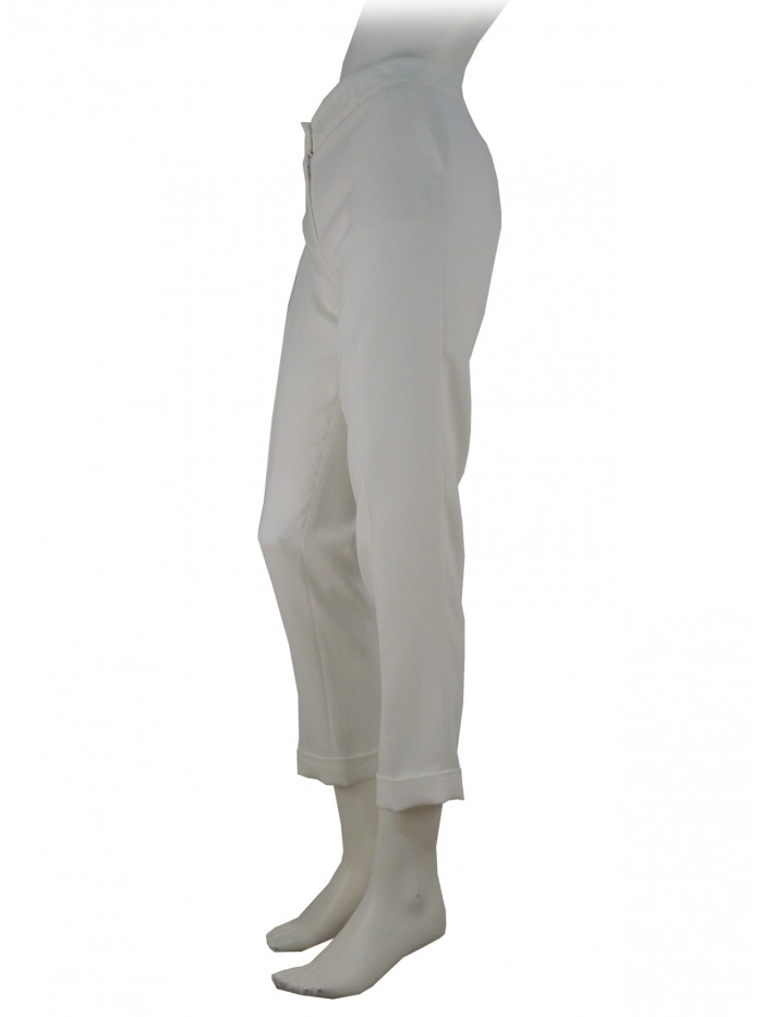 Woman pants Cady fabric, slim fit, high waist, 2 welt pockets