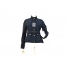 Short women's jacket with 4 pockets lined pressure buttons with adjustable belt.