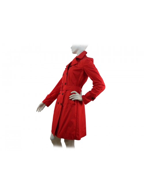 Double breasted Trench Woman Jacket, waist belt with adjustable buckle