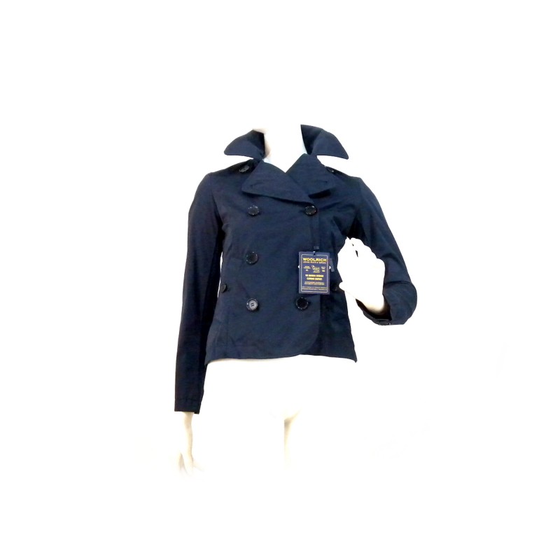 Short double breasted jacket with rear martingale. Short double breasted jacket with rear martingale.