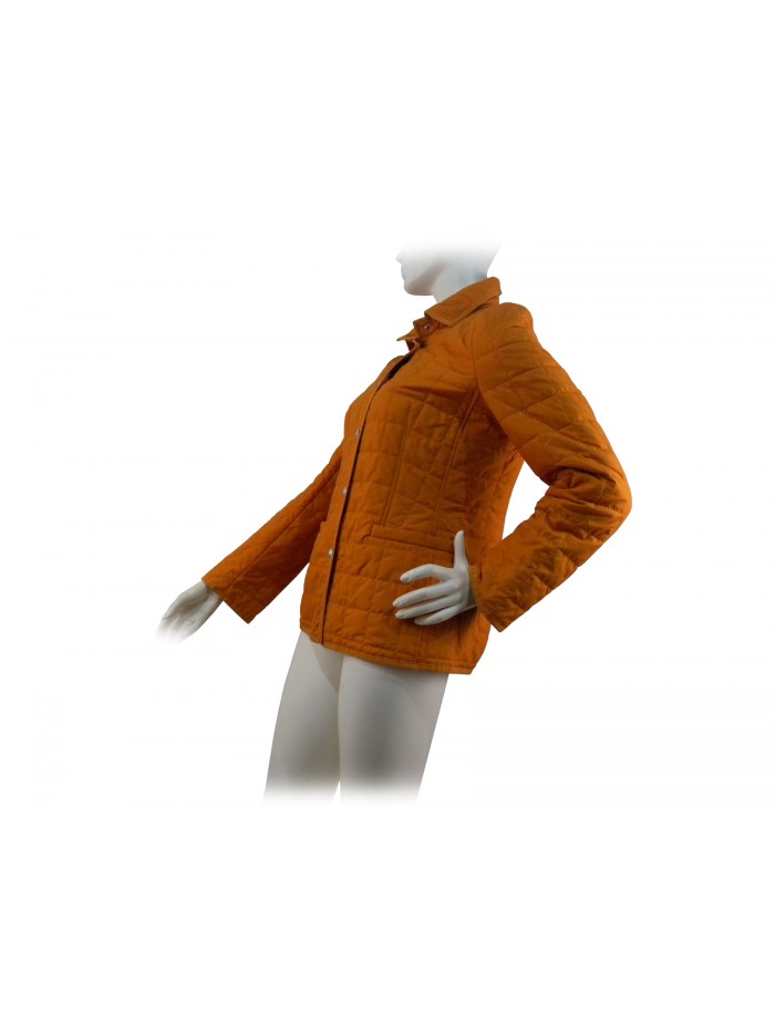 Flared lined women's jacket, ultra light feather quilt