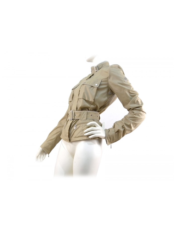 Slim woman jacket, high collar with adjustable strap,