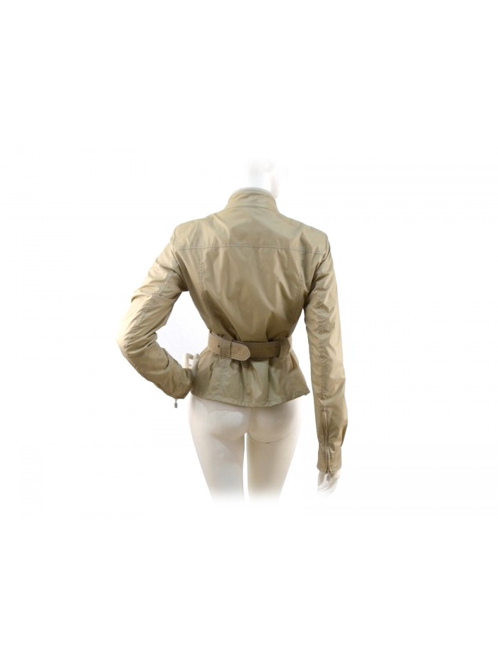 Slim woman jacket, high collar with adjustable strap,