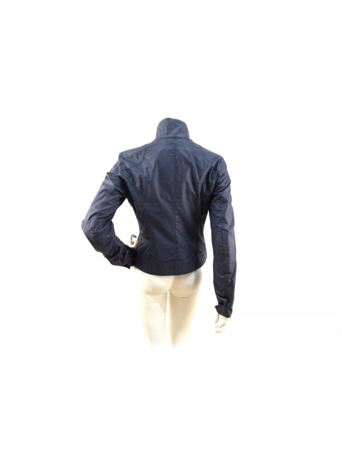 Giacca Donna modello biker slim, collo alto con cinturino regolabile
