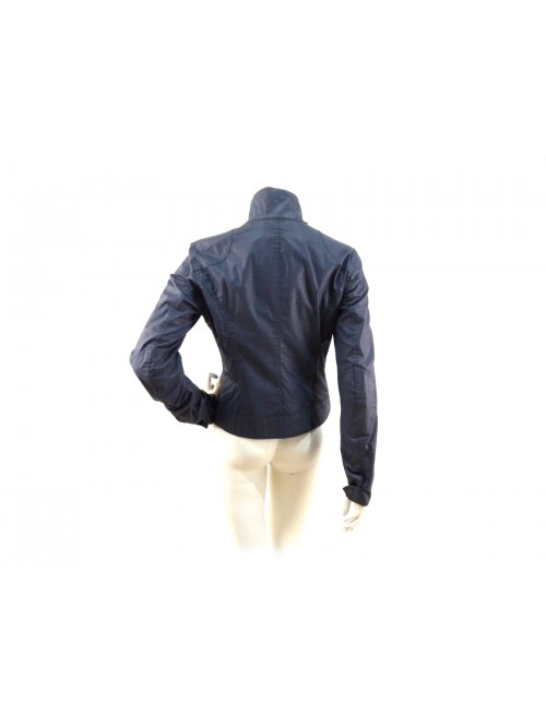 Giacca Donna modello biker slim, collo alto con cinturino regolabile