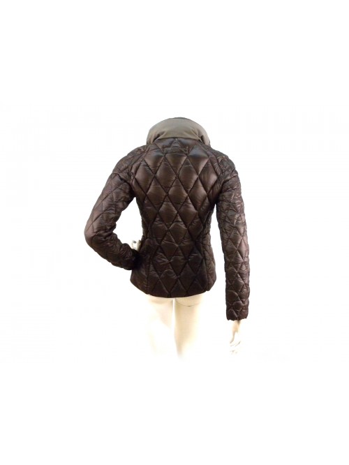 Giacca Donna piumino trapuntato rombi, collo camicia, chiusura zip