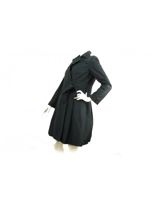 Woman jacket duster with striped sequins, round neck