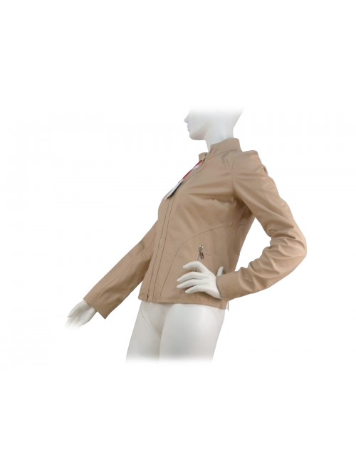 Slim Grid model woman jacket, pistachio collar, zip closure