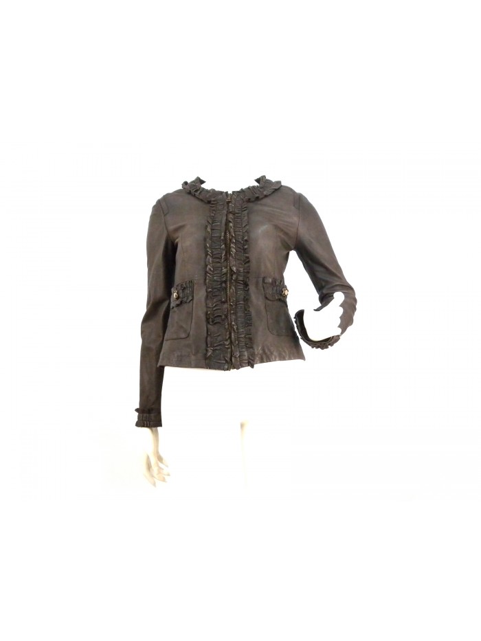 Giubbotto Donna chanel foderato, arricciatura in pelle lungo i bordi