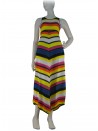 Sleeveless woman dress, colored stripes of various thicknesses